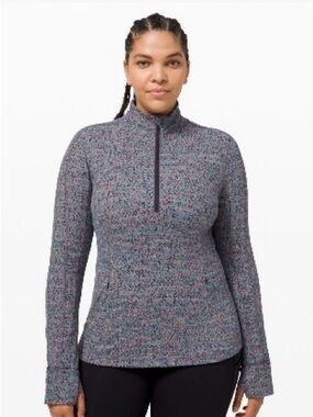 Lululemon Run Briskly Half Zip Pullover in Neon Tweed Jaquard